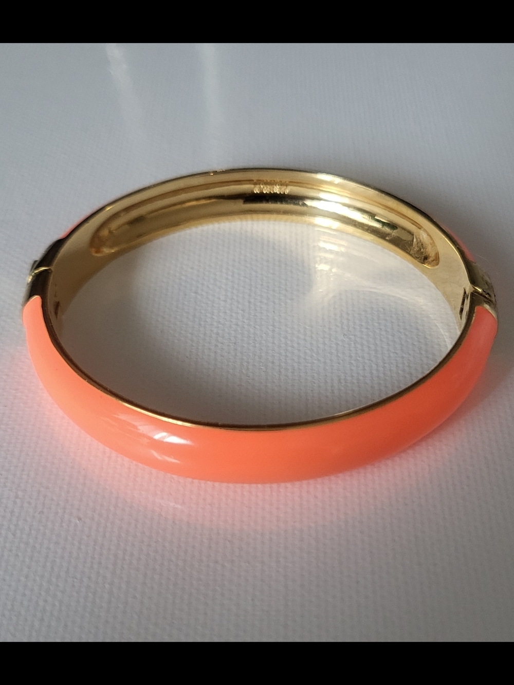 J. Crew Gold-Tone Orange Enamel Hinged Bangle Bracelet